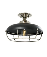 Robert Stevenson Lighting Presley - Caged Dome Metal Semi-Flush Mount Ceiling Light Brushed Nickel