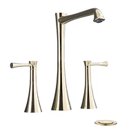 Streamdale Furniture Widespread 2 Handles Bathroom Faucet With Drain Assembly, Gold