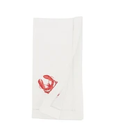 Saro Lifestyle Ocean Treasures Embroidered Lobster Napkin Set of 6, 20"x20"