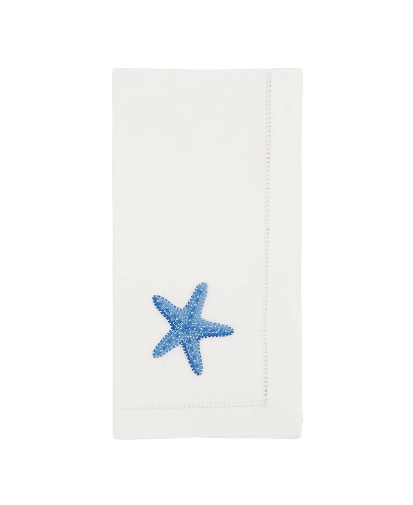 Saro Lifestyle Embroidered Starfish Serenade Napkin Set of 6, 20"x20"