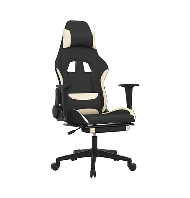 vidaXL Massage Gaming Chair with Footrest Black and Fabric