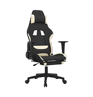 vidaXL Massage Gaming Chair with Footrest Black and Fabric