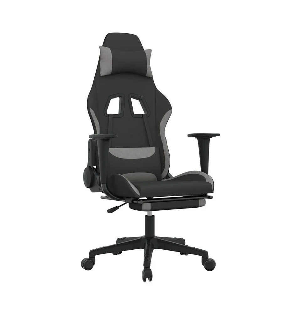 vidaXL Gaming Chair with Footrest Black and Light Fabric