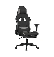 vidaXL Gaming Chair with Footrest Black and Light Gray Fabric