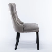 Contemporary Velvet Upholstered Dining Chair Set, Gray, 2-Pcs