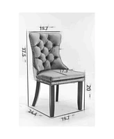 Streamdale Furniture Contemporary Velvet Upholstered Dining Chair Set, Gray, 2-Pcs