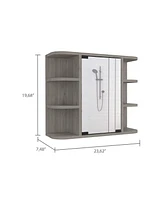 Streamdale Furniture Roseburg 6-Shelf Medicine Cabinet With Mirror Light Grey