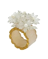 Saro Lifestyle Beaded Petal Delight Resin Napkin Ring Set of 4,