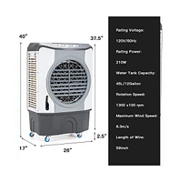 Slickblue 4-in-1 Industrial Evaporative Air Cooler Fan with 12 Gallon Tank and Wheels-Grey