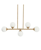 Robert Stevenson Lighting Lorne - Metal and Frosted Glass 5-Light Chandelier Brushed Gold