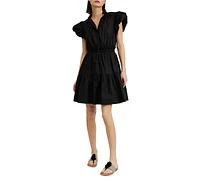 En Saison Women's Nicollete Cotton Puffed-Sleeve Tiered Mini Dress