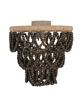 Storied Home 3-Tier Draped Wood Bead Semi-Flush Mount Chandelier Dark Gray