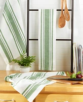 Design Imports Everyday Kitchen Dishtowel Collection Large Chef Stripe Tea Towel, 18x28", Basil Green, 3 Count