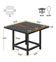 Tribesigns Square Dining Table for 4 People, Farmhouse 39.4"x 39.4" inches Wooden Kitchen Table Patio Table for Backyard &Small Space