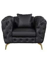 Simplie Fun Modern Pu Sofa with Metal Legs & Tufted Back