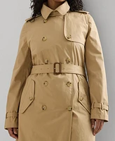 Lauren Ralph Plus Double-Breasted Trench Coat