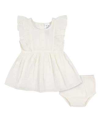 Gerber Toddler Girls Gauze Dress and Diaper Cover, 2 Piece