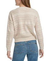 Calvin Klein Jeans Petite Cotton Textured Pointelle Sweater