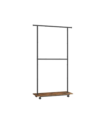 Slickblue Middle Rod Clothing Rack for Hanging Clothes with Shelf, Wheels, Height Adjustable