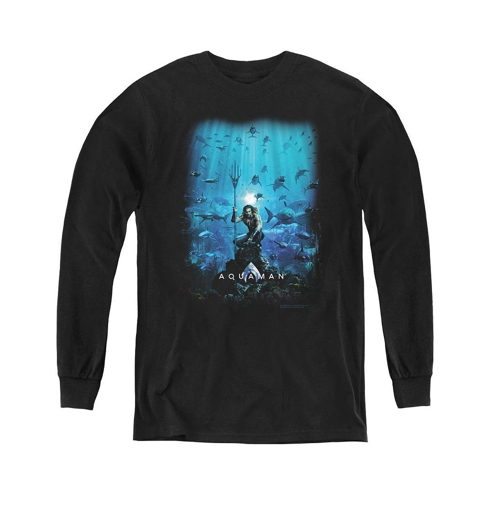 Aquaman Movie Boys Youth Poster Long Sleeve Sweatshirts