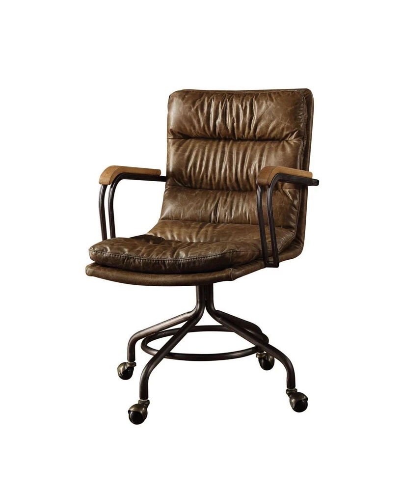 Simplie Fun Harith Office Chair In Vintage Whiskey Top Grain Leather