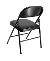 Elama 4 Piece Metal Folding Chair with Padded Seats in Black