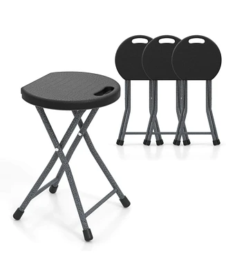 Gymax 4PCS 18''H Folding Stool Portable & Foldable Camping Chair w/ Built-in Handle