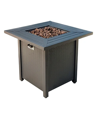 Nestl 28" Wicker Rattan Fire Pit Table - Grey