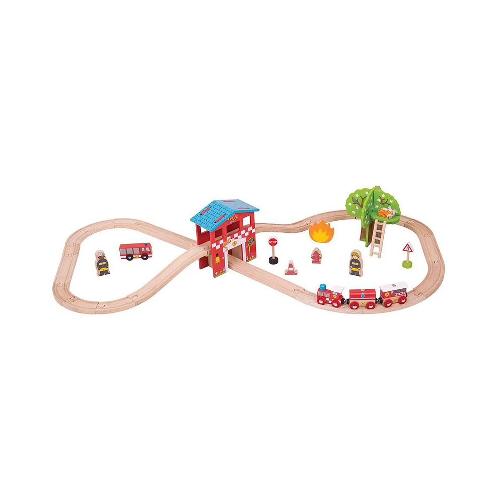 Bigjigs Rail Fire Station Train Set