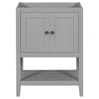 Streamdale Furniture 24" Bathroom Vanity Base Only, Solid Wood Frame, Bathroom Storage Cabinet With Doors And Open Shelf