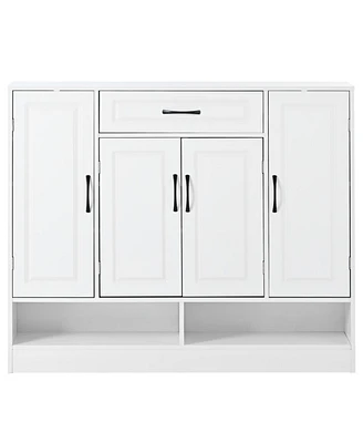 Simplie Fun Modern White Shoe Cabinet with Adjustable Shelves