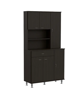 Simplie Fun Della 90 Kitchen Pantry, One Drawer, Multiple Cabinets, Two Open Shelves