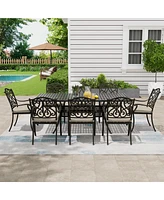 Mondawe 9 Pieces All-Weather Rectangular Outdoor Dining Set with Cushions