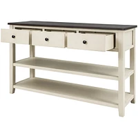 Streamdale Furniture Retro Design Console Table With Two Open Shelves, Pine Solid Wood Frame And Legs