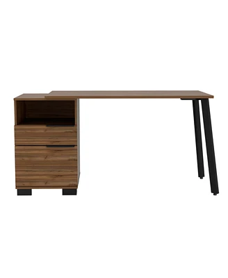 Simplie Fun Andover Writing Desk With Built-In Cabinet Mahogany