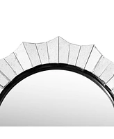 Streamdale Furniture Round Accent Wall Mirror With Scalloped Design And Beveled Edges, Silver