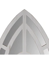 Streamdale Furniture Arched Window Pane Wooden Wall Mirror With Trimmed Details, Silver