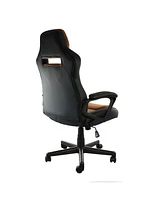 Elama High Back Adjustable Faux Leather Office Chair in Black and Brown