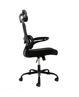 Elama High Back Adjustable Mesh and Fabric Office Chair with Metal Base Head Rest