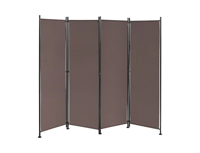 Slickblue 4-Panel Room Divider Folding Privacy Screen-Coffee