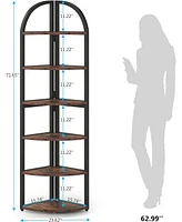 Tribesigns 6 Tier Corner Shelf, 71 inch Tall Corner Bookshelf for Small Space, Rustic Plant Stand Display Rack for Living Room, Home Office,Kitchen