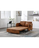 Simplie Fun Convertible Sleeper Sofa Bed, Modern Velvet Loveseat Couch With Pull Out Bed, Small Love Seat