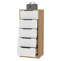Kaia 5 Drawer Dresser, Vertical Dresser - White Pine