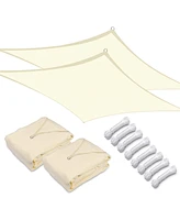 2 Pack 13x10 Ft 97% Uv Block Rectangle Sun Shade Sail Hdpe Canopy Cover Net Lawn