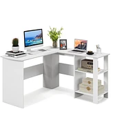 Costway L-shaped Corner Computer Desk Home Office Writing Workstation with Storage Shelves