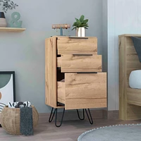 Augusta Light Dresser, Hairpin Legs, Superior Top, Three Drawers - Light Oak