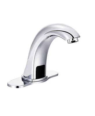Mondawe Single Hole Touchless Bathroom Sink Faucet Sensor Basin Faucet with Deck Plate