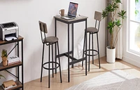 Streamdale Furniture Bar Table Set With 2 Bar Stools Pu Soft Seat With Backrest23.62"W X 23.62"D X 35.43