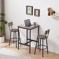 Streamdale Furniture Bar Table Set With 2 Bar Stools Pu Soft Seat With Backrest23.62"W X 23.62"D X 35.43