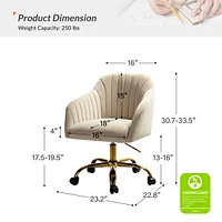 Velvet Home Office Desk Chair Height Adjustable Chair